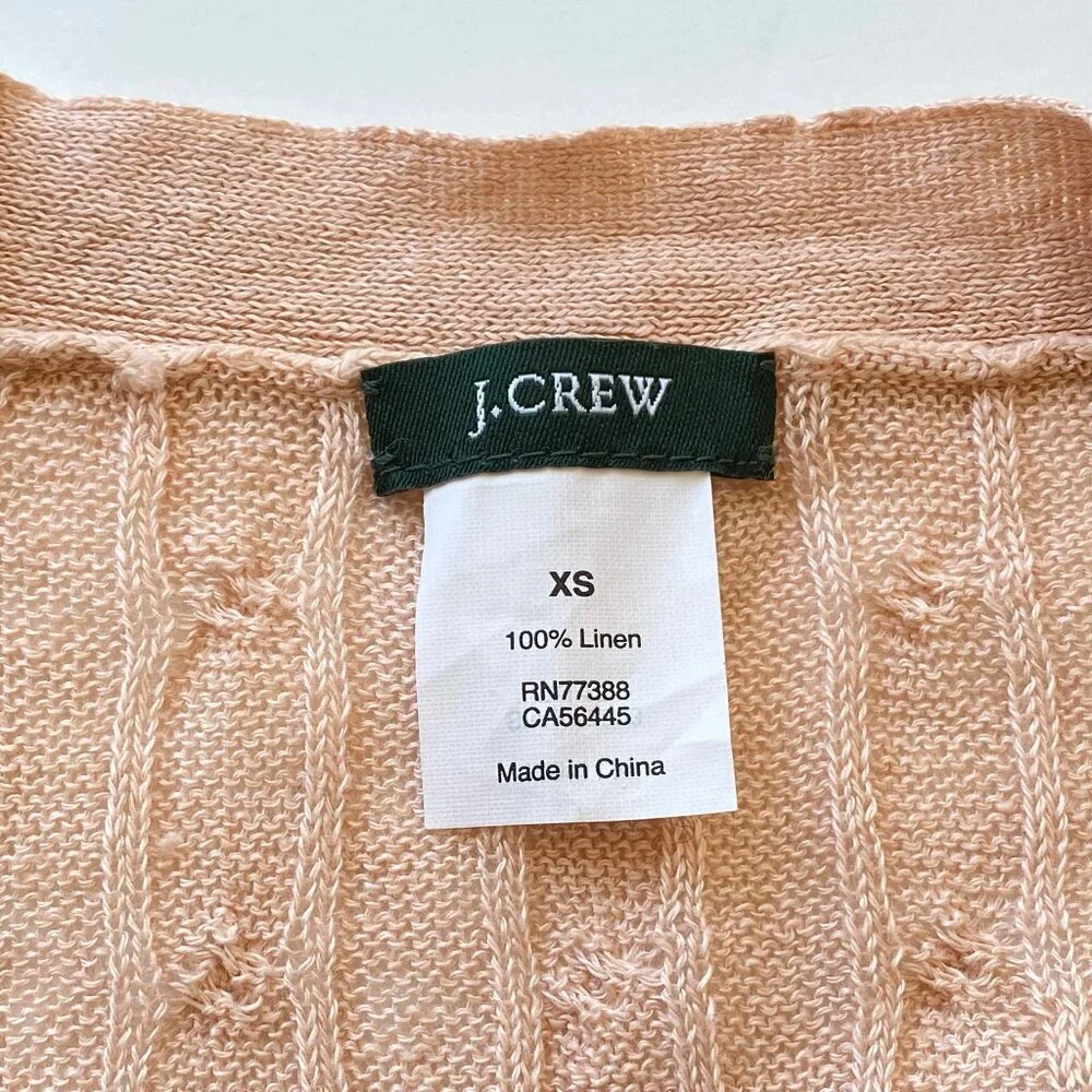 J.Crew 100% Linen Cable Knit Gold Button Cardigan XS